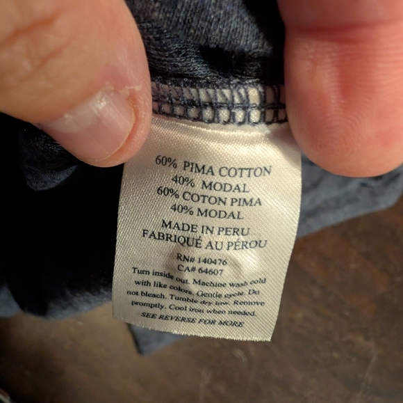 Faherty Men's XS Long Sleeve Cloud Henley Shirt, Baltic Navy Heather,NWT - Picture 5 of 7